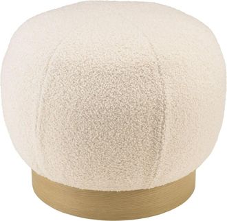 Macabane Puf redondo de tejido de rizo blanco D47 cm