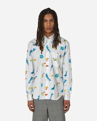 Comme Des Garçons Printed Longsleeve Shirt White