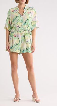 FRNCH Ulla Tie Waist Romper in Valdorcia at Nordstrom Rack, Size X-Large
