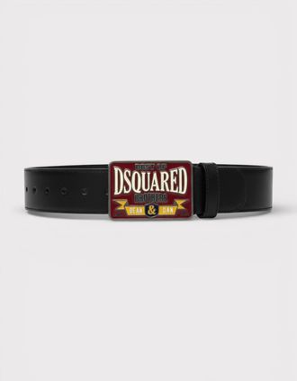 Dsquared2 Mens DSquared2 Logo Buckle Belt Black - Size: 85