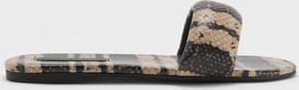 Charles & Keith Snake-Print Slide Sandals