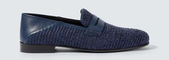 Manolo Blahnik Mocassini Padstow in rafia e pelle