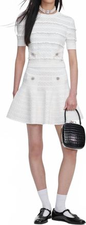 Self Portrait Pointelle Knit Top In White
