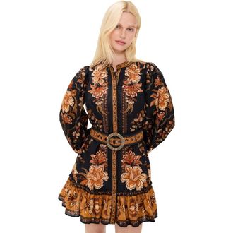 Farm Rio Womens Majestic Garden Black Mini Dress