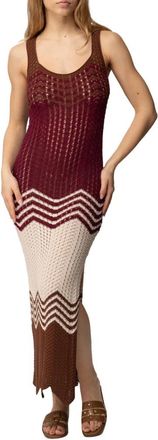 Akep Chevron-Detail Gehaakte Midi Jurk - Dames - Maxi kleedjes - Veelkleurig - S - Kleedjes