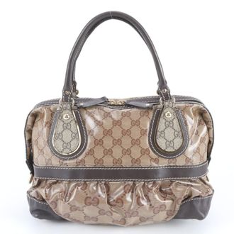 Gucci Brown Coated Canvas Leather Handbag Tote Bag (Pre-Owned)