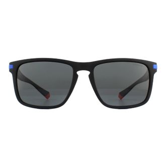 Polaroid rechthoekige heren mat zwart blauw grijs gepolariseerde zonnebril