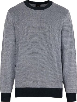 A|X Armani Exchange Boucl&eacute; Trui met Dynamische Details - Heren - Ronde hals truien - Blauw - XL - Polyester - Truien & Vesten