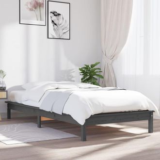 vidaXL Estructura De Cama Madera Maciza De Pino Gris 90x190 Cm Vidaxl