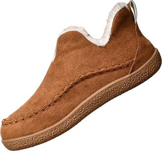 Generic Winter Boots Women Ankle Boots Warm Cotton Shoes Border Large Size Flat Solid Colour Velvet Thickened Boots Boots Ladies Knee High Wide Fit (Brown, 4.