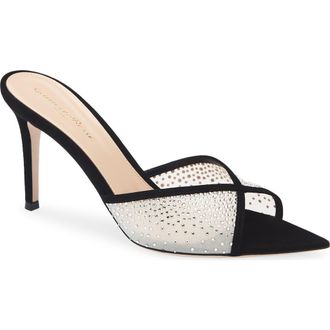 Gianvito Rossi Pointed Toe Slide Sandal in Black Offwhite at Nordstrom, Size 7.5Us