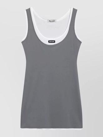 Miu Miu scoop neckline sleeveless dress contrast trim