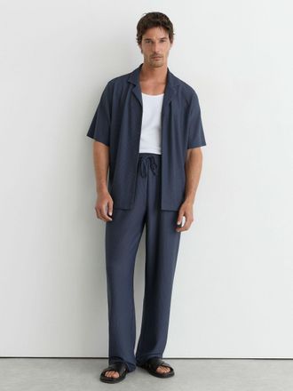 Reiss Airforce Blue Textured Drawstring Relaxed-fit Trousers, Xxl