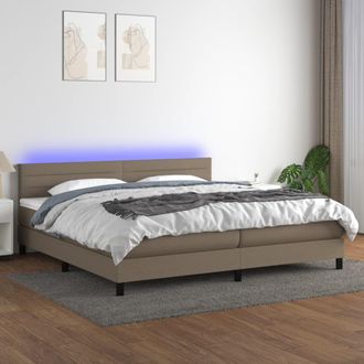 vidaXL Vidaxl - Cama Box Spring Colch&oacute;n Y Luces Led Tela Gris Taupe 200x200 Cm