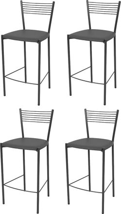 Tommychairs Tommychairs 4 Taburetes Elegance En Acero Gris Oscuro Asiento Polipiel Gris