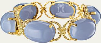 Verdura 18K Gold Rope and Blue Chalcedony Pebble Bracelet