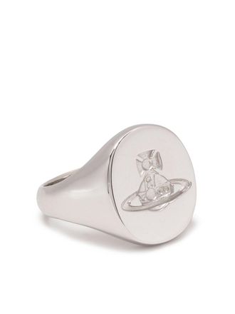 Vivienne Westwood Anello a sigillo con logo inciso - Argento
