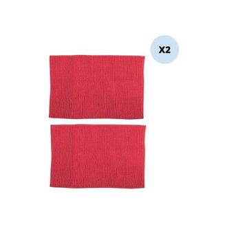 MSV Juego De 2 Alfombras De Ba&ntilde;o Chenille Microfibra 50x80cm Rojo Msv