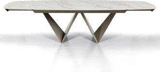 Oresteluchetta Mesa extensible cer&aacute;mica/metal &oacute;nix-platino 76,5x100x200-300 cm