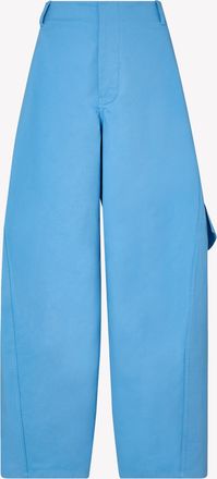 Serena Bute Cotton Gabardine Barrel Leg Cargo Trouser - Cornflower Blue