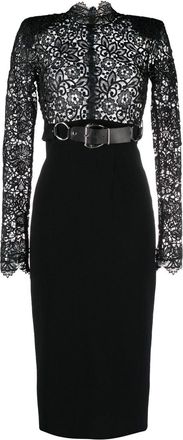 Roberto Cavalli lace-panel dress - women - Virgin Wool/Polyamide/Elastane - 40 - Black