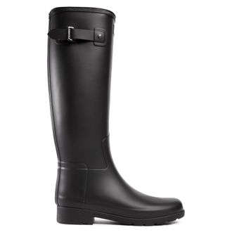Hunter Original Refined Rubber Womens Calf Length Boots - Black Black - Size:UK 4
