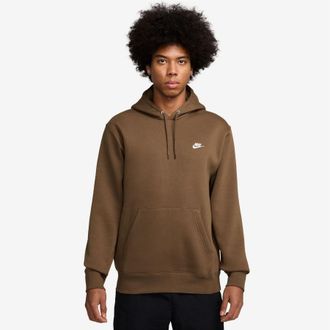 Nike Mens Club Fleece Pullover Hoodie in Mosswood Brown