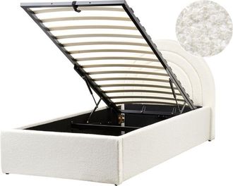 Beliani Letto singolo con testiera semicircolare in boucl&eacute; 90x200 cm base a doghe Anet