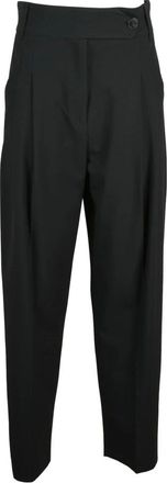 Marella Broeken, Dames, Zwart, M, Leer, Tapered Broeken