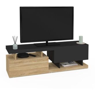 IDMarket ANGULO 140 cm Porta TV a 2 ante effetto legno e nero