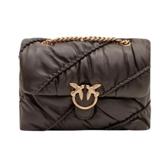 Pinko Pinko - Love Puff Crinkle Mini - Dames - Tassen - Bruin - Maat: ONE Size Leer