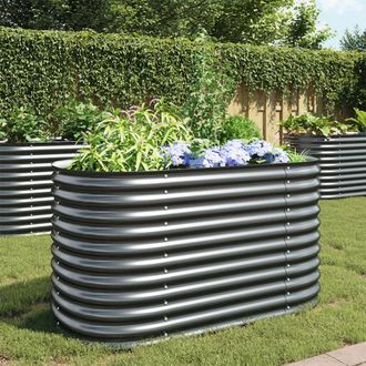 vidaXL Garden Raised Bed 62.9x31.4x31.8 galvanized Steel Gray, 45524