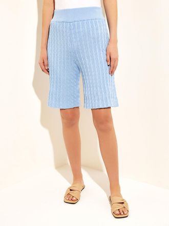 Misook Soft Cable Knit Bermuda Shorts