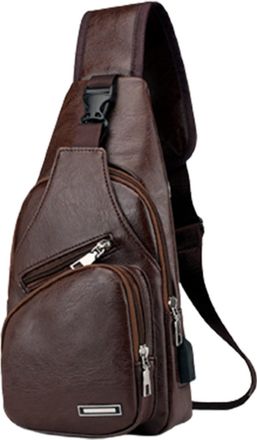 Generic Waterproof PU Sling Bag for Men and Women, Chest Shoulder Crossbody Bag with Earphone Hole, Lightweight Daypack for Hiking Travel Outdoor Cycling