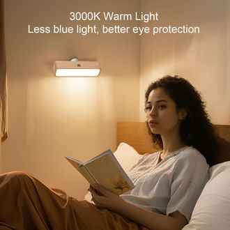 OEM Aplique De Pared Giratorio 360&deg; - L&aacute;mpara De Escritorio Magn&eacute;tica De Madera Con Luz &Aacute;mbar C&aacute;lida De 3000 K, Regulable Y Con Control T&aacute;ctil, Recargable