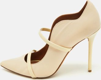 Malone Souliers Cream Leather Maureen Pointed Toe Pumps