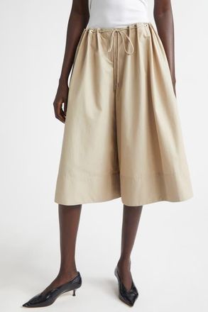 Brandon Maxwell The Sutton Elongated Cotton Blend Shorts in Dune at Nordstrom, Size 10