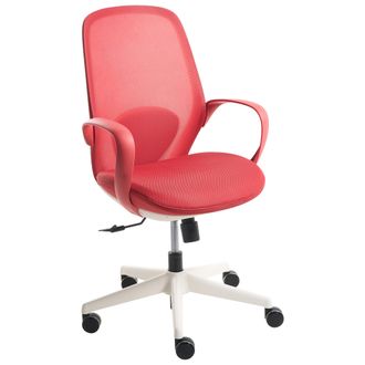 Beliani Silla De Oficina Moderna De Malla Base Giratoria Reposabrazos Respaldo Reclinable Altura Ajustable Asiento De Espuma Rojo Foama