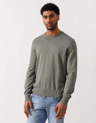 HUGO BOSS Mens BOSS Orange Kanovano Mens Crew Neck Jumper - Open Grey 076 - Tan - Size: 38