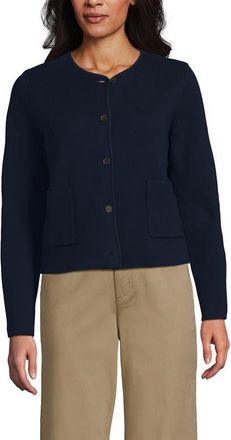 Lands End Fine Gauge Cotton Milano Blazer Sweater in Radiant Navy at Nordstrom, Size X-Large Short