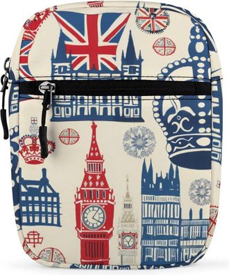 Generic Vintage England London Big Ben Red Blue Crown Crossbody Bag Adjustable Satchel Cute Shoulder Bag Lightweight Sling Bags