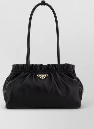 Prada nappa leather shoulder bag ruched top handle