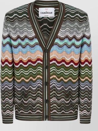 Missoni v neck zigzag knit cardigan