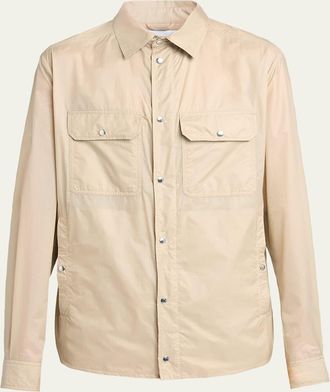 Moncler Mens Nylon Snap-Front Shirt Jacket