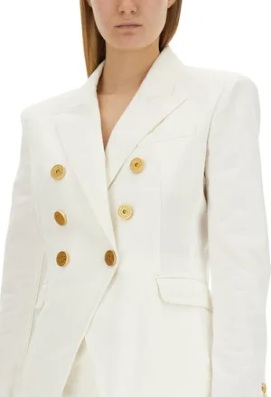 Balmain Six-Button Cotton Jacket - White