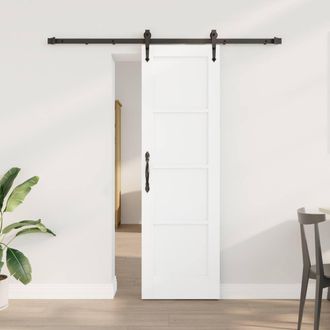 Berkfield Home Sliding Door with Hardware Set White 61x198.5 cm Solid Wood Pine