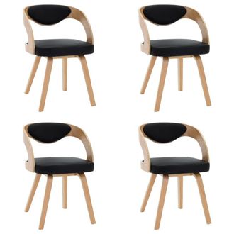 vidaXL Vidaxl - Sillas De Comedor 4 Uds Madera Curvada Cuero Sint&eacute;tico Negro