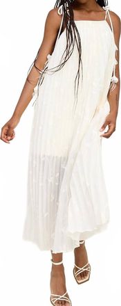 En Saison Sadie Pleated Embroidered Maxi Dress In White
