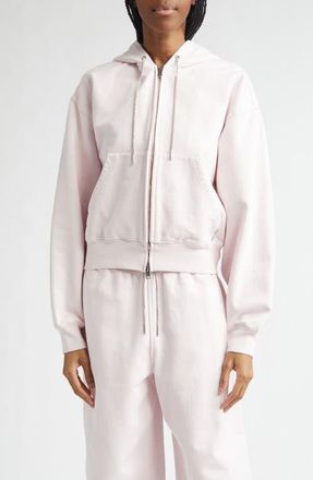 Alexander Wang Rhinestone Drawstring Zip Hoodie in Light Pink at Nordstrom, Size X-Large