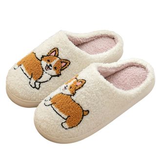 Generic House Slippers for Women Cute Cartoon Animal Print Plush Fluffy Warm Winter Shoes Memory Foam Slippers Womens Indoor Outdoor Slip On Non-Slip Slides B